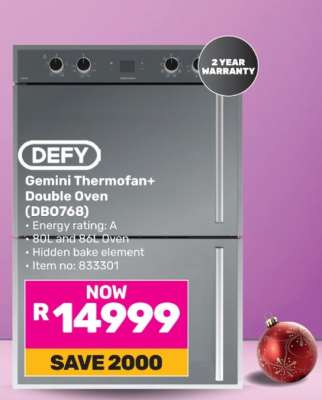 DEFY Gemini Thermofan+ Double Oven (DB0768)