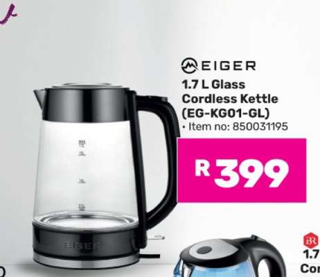 Eiger 1.7 L Glass Cordless Kettle