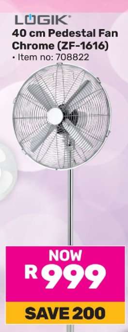 LÖGIK 40 cm Pedestal Fan Chrome (ZF-1616)