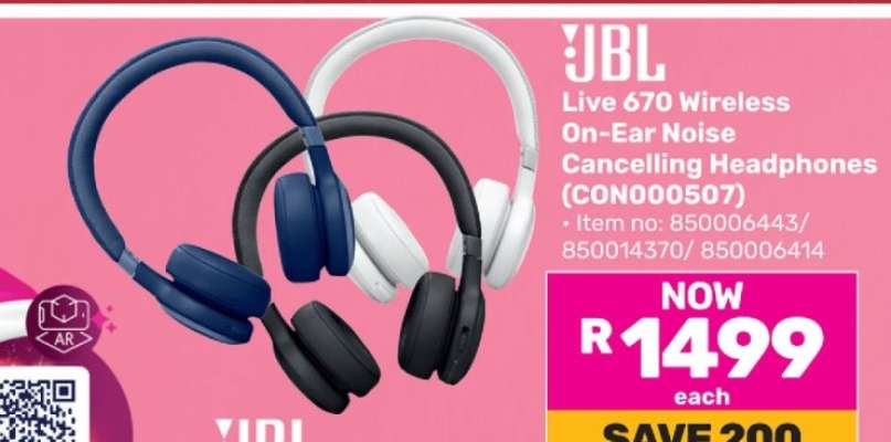 JBL Live 670 Wireless On-Ear Noise Cancelling Headphones