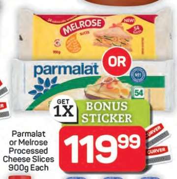 Parmalat or Melrose Processed Cheese Slices