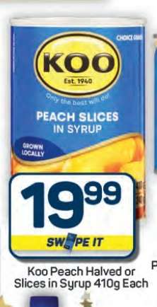 Koo Peach Halved or Slices in Syrup 410g