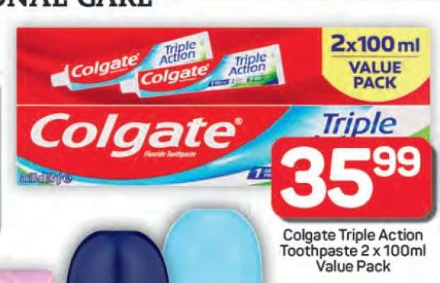Colgate Triple Action Toothpaste 2 x 100ml Value Pack