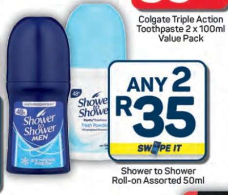 Shower to Shower Roll On Assorted 50ml