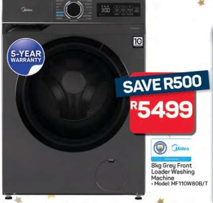 8kg Grey Front Loader Washing Machine