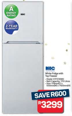 White Fridge with Top Freezer