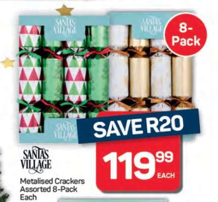 Santa's Village Metalised Crackers Assorted 8-Pack
