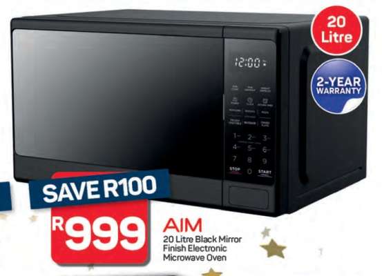 AIM 20 Litre Black Mirror Finish Electronic Microwave Oven
