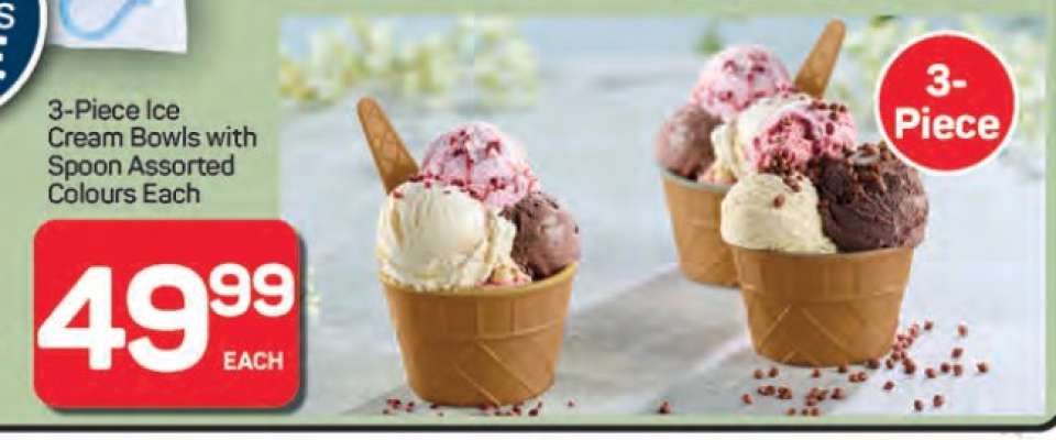 3-Piece Ice Cream Bowls with Spoon