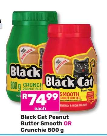 Black Cat Peanut Butter Smooth or Crunchie 800 g
