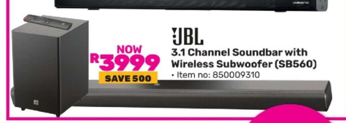 JBL 3.1 Channel Soundbar With Wireless Subwoofer SB560