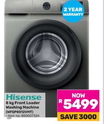 Hisense 8 kg Front Loader Washing Machine (WFQP8012VMT)