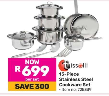 15-Piece Stainless Steel Cookware Set