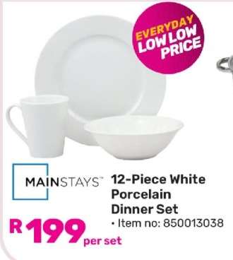 12-Piece White Porcelain Dinner Set