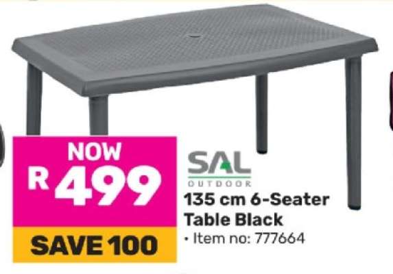 135 cm 6-Seater Table Black