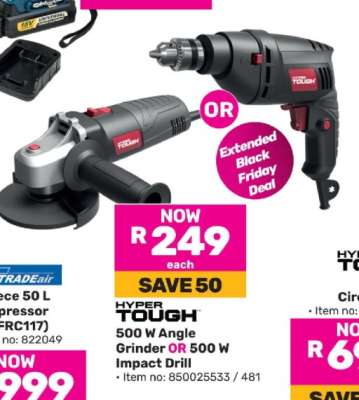 HYPER TOUGH 500 W Angle Grinder OR 500 W Impact Drill
