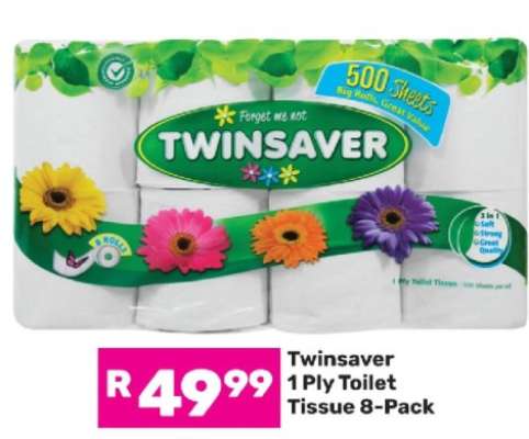 Twinsaver 1 Ply Toilet Tissue 8-Pack