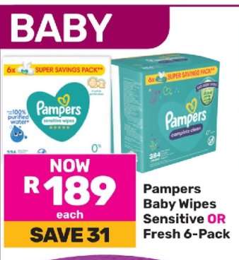 Pampers Baby Wipes Sensitive OR Fresh 6-Pack