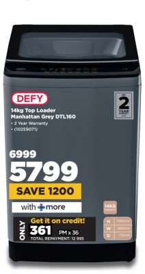 DEFY 14kg Top Loader Manhattan Grey DTL160