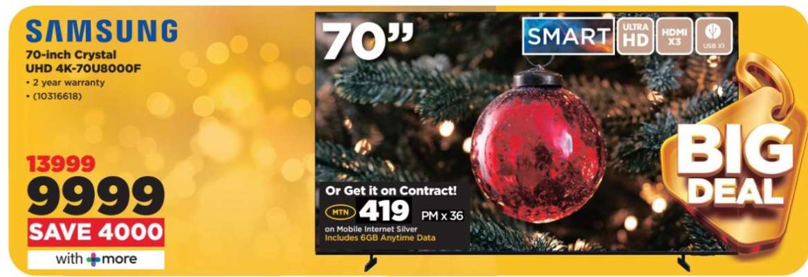 Samsung 70-Inch Crystal UHD 4K 70U8000F