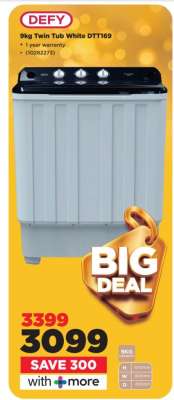 DEFY 9KG Twin Tub White DTT169