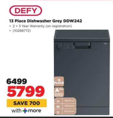 DEFY 13 Place Dishwasher Grey DDW242