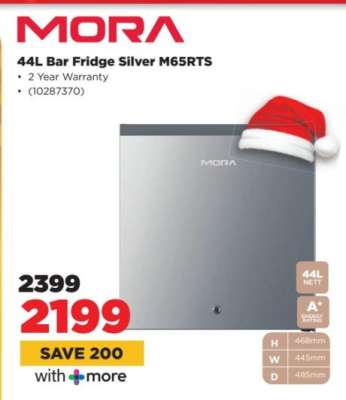 MORA 44L Bar Fridge Silver M65RTS