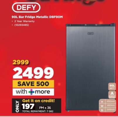 DEFY 90L Bar Fridge Metallic DBF90M