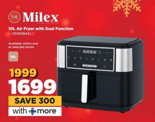 Milex 10L Air Fryer with Dual Function