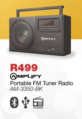Amplify Portable FM Tuner Radio AM-3350-BK