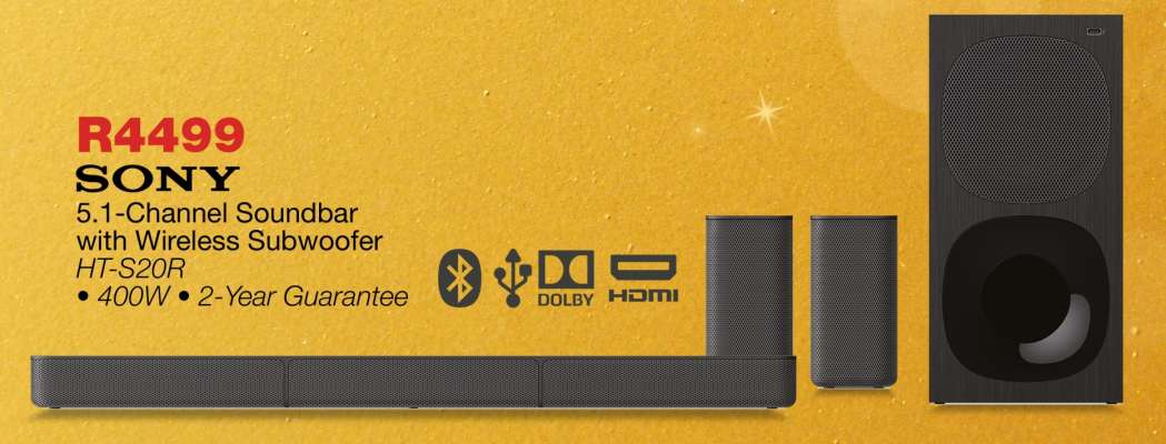 SONY 5.1-Channel Soundbar with Wireless Subwoofer HT-S20R