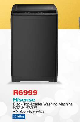 Hisense Black Top-Loader Washing Machine