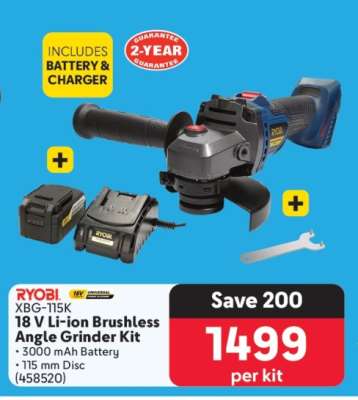 RYOBI XBG-115K 18 V Li-ion Brushless Angle Grinder Kit