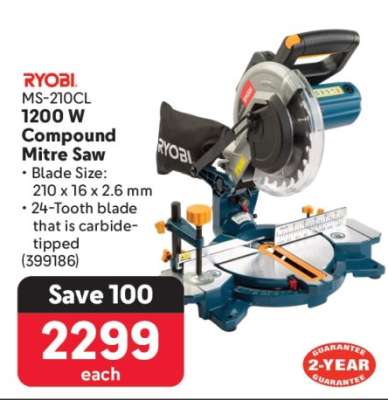 RYOBI MS-210CL 1200 W Compound Mitre Saw