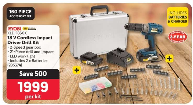 RYOBI XLD-1860K 18 V Cordless Impact Driver Drill Kit