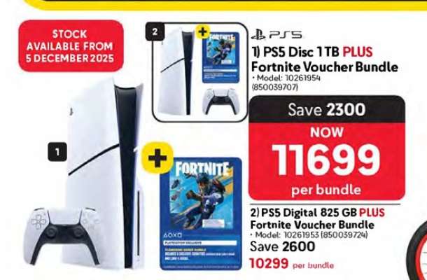 PS5 Disc 1TB PLUS Fortnite Voucher Bundle