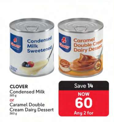 Clover Condensed Milk or Caramel Double Cream Dairy Dessert