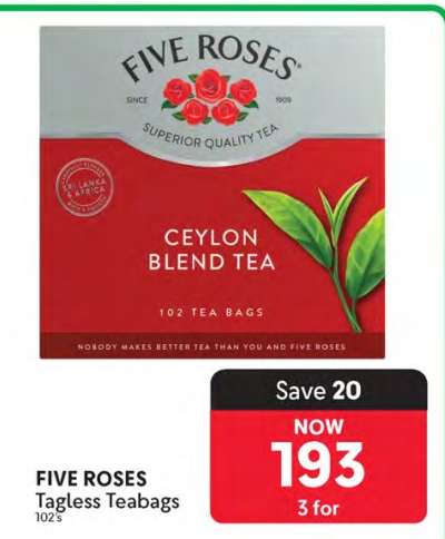 Five Roses Tagless Teabags