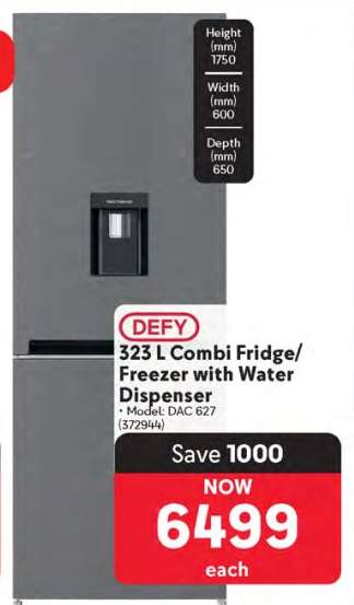 DEFY 323 L Combi Fridge/Freezer with Water Dispenser