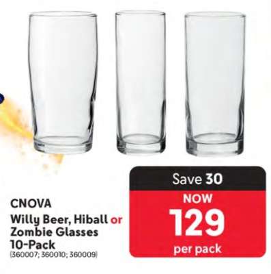 CNOVA Willy Beer, Hiball or Zombie Glasses 10-Pack
