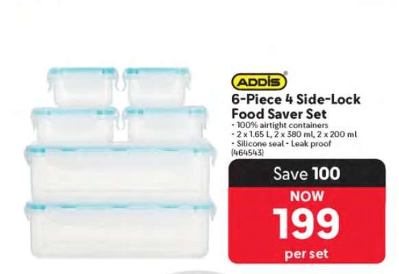ADDIS 6-Piece 4 Side-Lock Food Saver Set