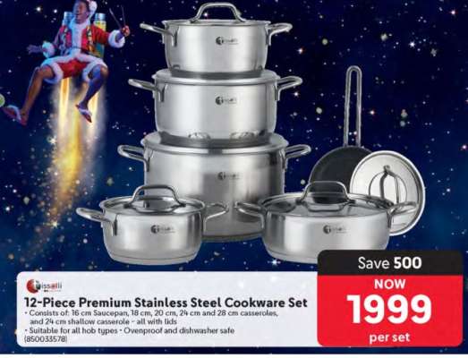 12-Piece Premium Stainless Steel Cookware Set