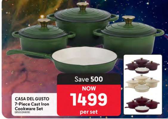 CASA DEL GUSTO 7-Piece Cast Iron Cookware Set