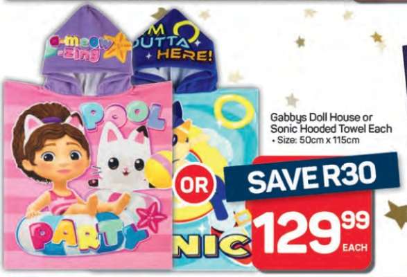 Gabbys Doll House or Sonic Hooded Towel