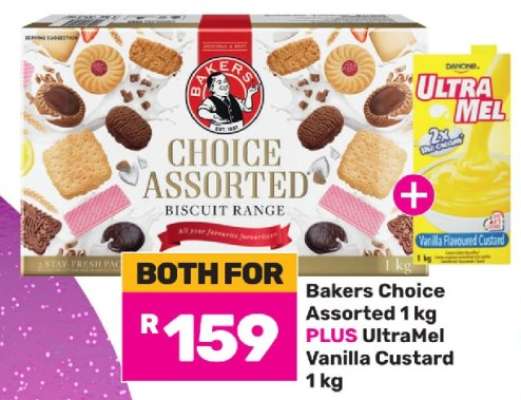 Bakers Choice Assorted 1 kg PLUS UltraMel Vanilla Custard 1 kg