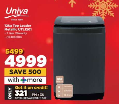 Univa 12kg Top Loader Metallic UTL1201