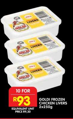 GOLDI FROZEN CHICKEN LIVERS 2x250g