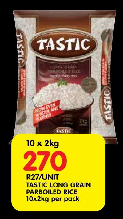 TASTIC LONG GRAIN PARBOILED RICE 10x2kg per pack