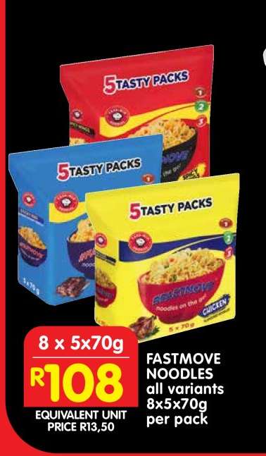 FASTMOVE NOODLES all variants 8x5x70g per pack