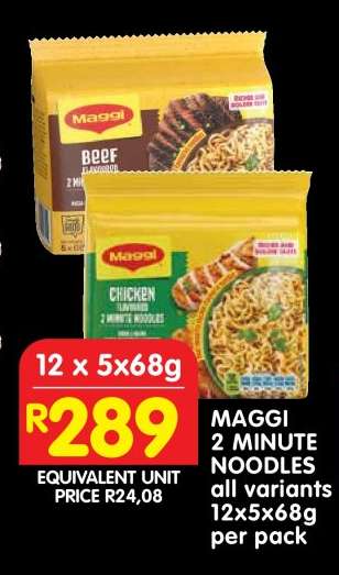 MAGGI 2 MINUTE NOODLES all variants 12x5x68g per pack